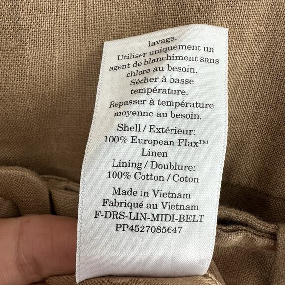 Everlane The Linen Belted Midi Dress 8 Tan Flax Minimalist Quiet Luxury Elegant - Picture 12 of 12